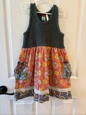 Matilda Jane Charcoal & Coral Flowered Mix-Media Dress